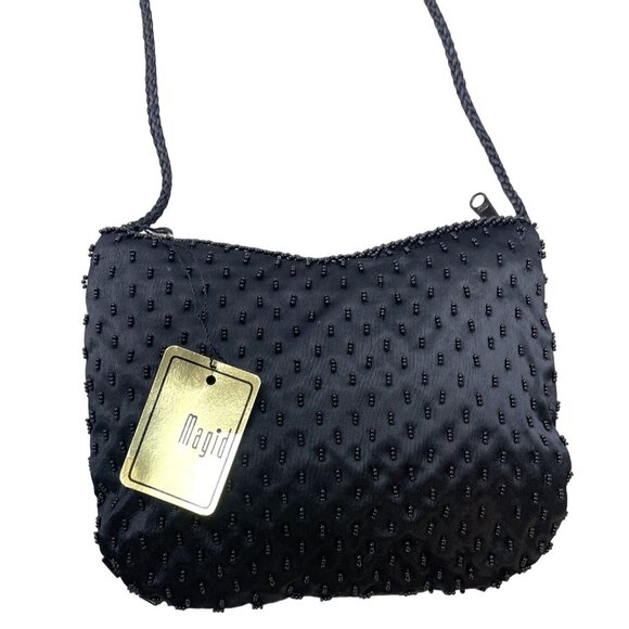 Magid Women's Black Beaded Evening Crossbody Small Bag Sz S - NWT - Picture 2 of 11